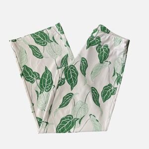 Persifor Winthrop Pants Green White Tropical Leaf Print Straight Leg Size M USA